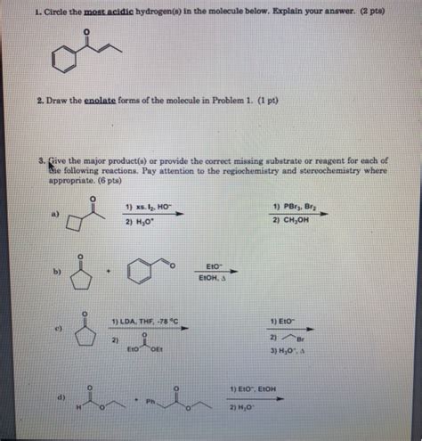 Solved Circle The Most Acidic Hydrogen S In The Molecule Chegg