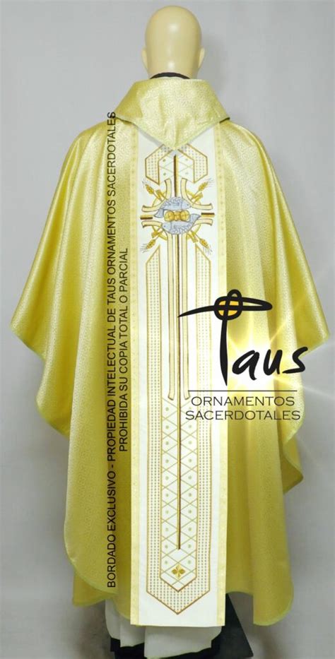 Casulla Estol N Panes Y Peces Bordado Taus Ornamentos Sacerdotales