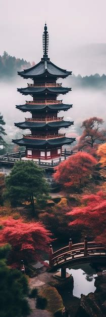 Premium AI Image | a pagoda in the garden