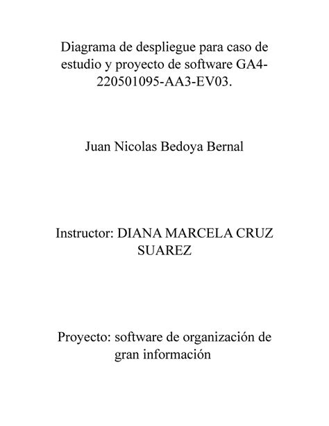 Diagrama De Despliegue Para Caso De Estudio Y Proyecto De Software Ga