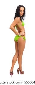 Sexy Brunette Green Bikini Stock Photo 55550473 Shutterstock