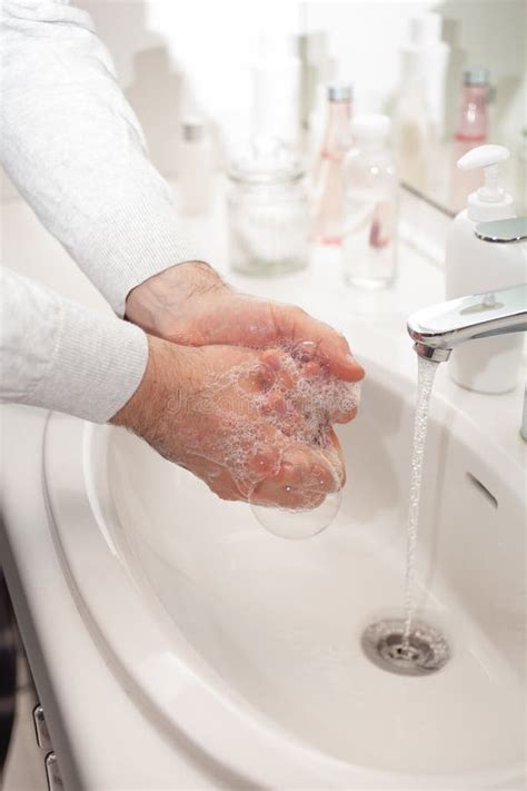 Man Washing Hands With Soap At Home Coronavirus Prevention Hand