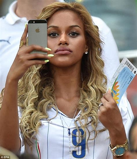 Mario Balotellis Fiancee Fanny Neguesha Wears Italy Shirt In Crowd For England Match Daily