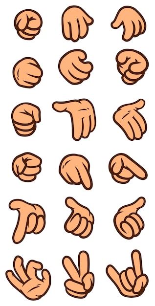 Premium Vector Cartoon White Hand Gesture Vector Icon Set