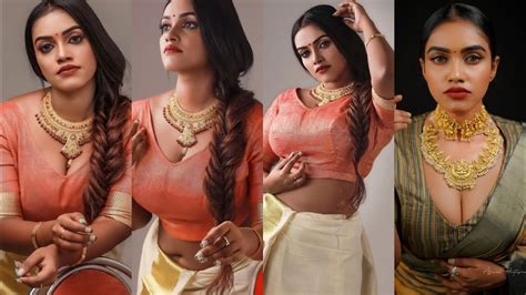 Malayalam Model Saranya Shani Latest Hot Saree Photoshoot Video YouTube