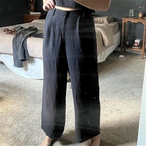 Linen Black Flowy Pants Size 8 Im Usually A 10 Depop