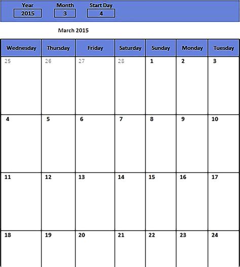 Printable Monthly Schedule Template