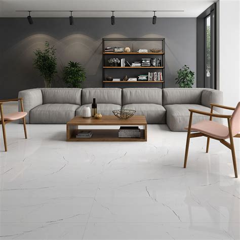 White Marble Effect Wall And Floor Tiles Image To U