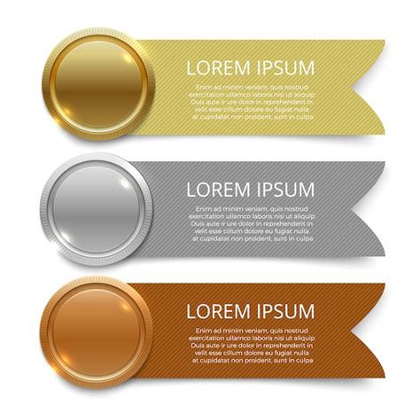 Gold Silver And Bronze Medals Banners Template Design Premium Vector