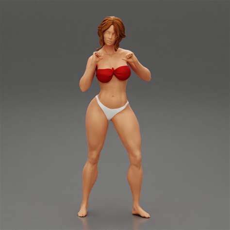 D Printable Attractive Sexy Woman In Bikini With Short Hair By