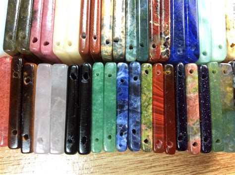 Flat Rectangle Beads Gemstones Fully Double Drilled Double Etsy