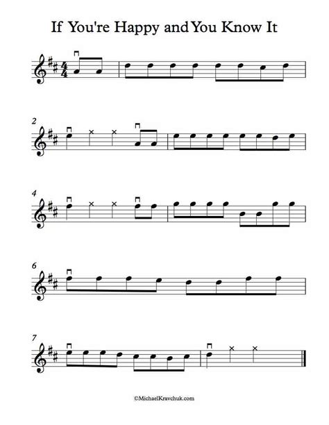 Free Violin Sheet Music – If You’re Happy And You Know It – Michael ...