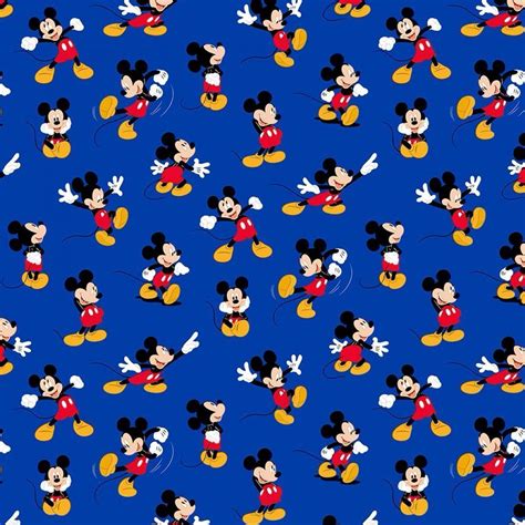 Gbp Disney Fabric Mickey Mouse Packed Blue Cotton