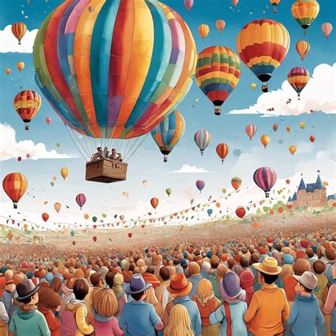 Premium Photo A Crowd Of People Watching A Hot Air Balloon