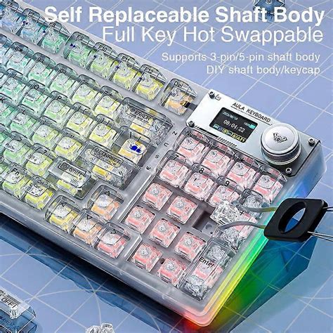AULA F98PRO Wireless Mechanical Keyboard Bluetooth Hot Swappable Transparent RGB Backlit Custom