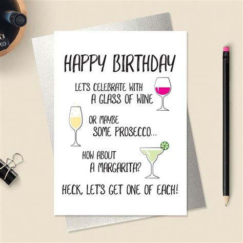 Wine Birthday Card Prosecco Card Alcohol Birthday Card Etsy Birthday