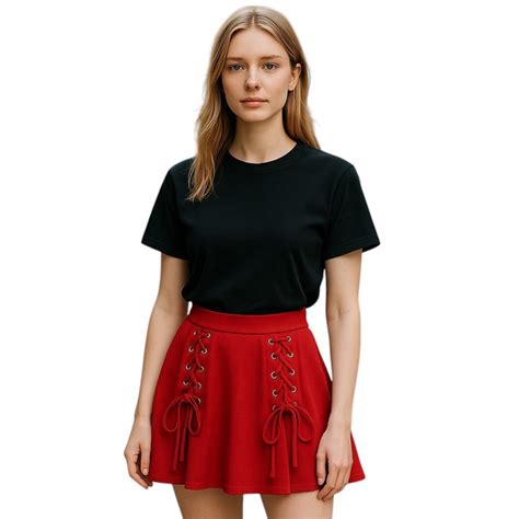 Hot Topic Skirts Hot Topic Lace Up Skater Skirt Xs Red Mini Aline Grunge Gothic Punk