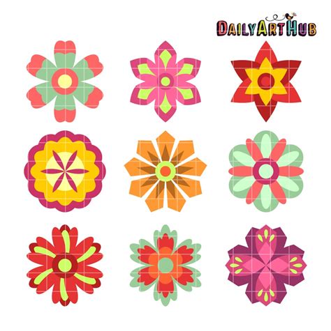 Colorful Spring Flowers Clip Art Set Daily Art Hub Graphics