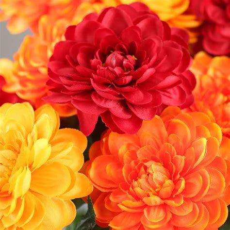 Fall Artificial Zinnia Bush Bushes Bouquets Florals Craft