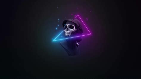 Skull Neon Minimal Live Wallpaper - WallpaperWaifu