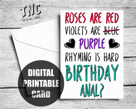 Dirty Birthday Card Printable Anal Card Naughty Birthday Card Birthday