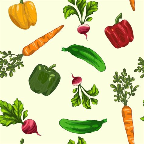 Premium Vector Set Of Hand Drawn Vegetables Seamless Pattern