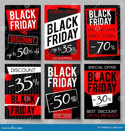 Black Friday Sale Advertising Posters Vector Template With Best Price