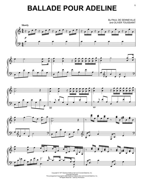 Ballade Pour Adeline by Richard Clayderman - Piano Solo - Digital Sheet ...