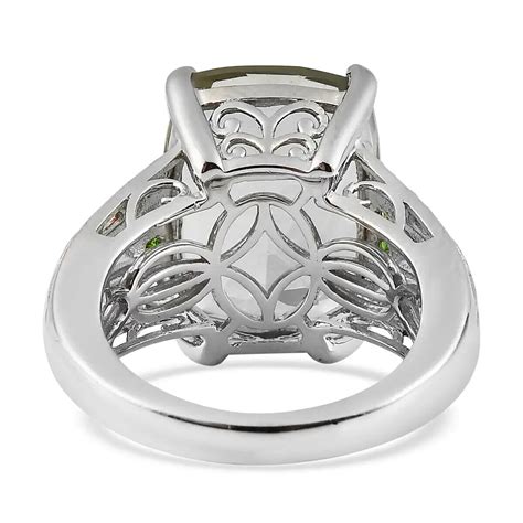 Aaa Montezuma Prasiolite Chrome Diopside Ring In Sterling Silver