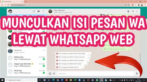 Cara Melihat Isi Pesan Whatsapp Yang Sudah Dihapus Lewat Whatsapp Web