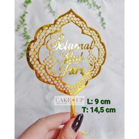 Jual Pcs Pak Cake Topper Idul Fitri Lebaran Eid Mubarak Toper Kue