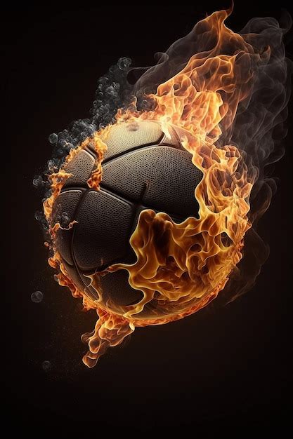 Premium Photo A Soccer Ball Is Burning On A Black Background With The