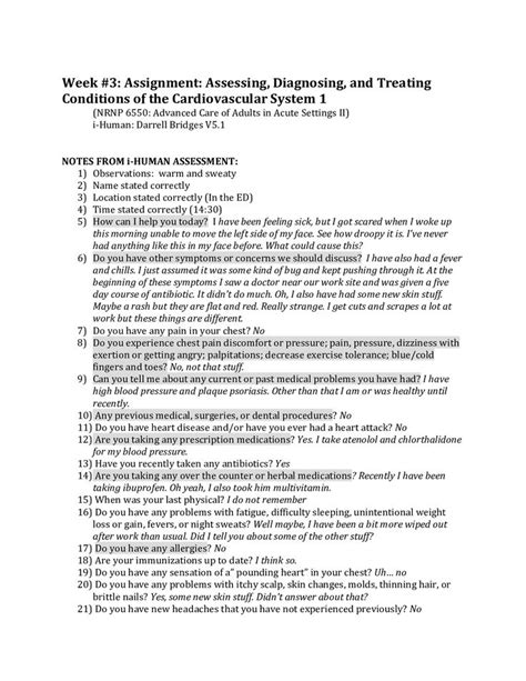 Week 3 Assignment Assessing Diagnosing And Treating Conditions Of