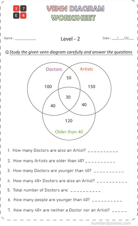 Simple Venn Diagram Worksheet Venn Diagram Worksheets Math I