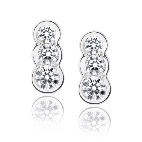 White Gold Bezel Set Diamond Earrings Jm Edwards Jewelry