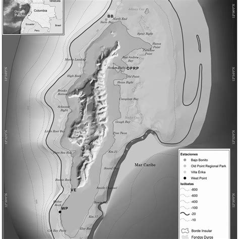 Isla De San Andr S En El Mar Caribe Colombiano Con La Localizaci N De