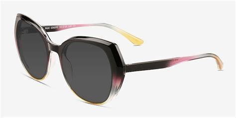 True Colors Cat Eye Black Yellow Frame Sunglasses For Women Eyebuydirect