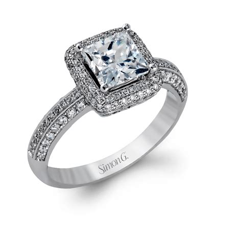 Simon G Passion Collection Double Halo Princess Cut Engagement Ring Mr1513 Seattle Diamonds