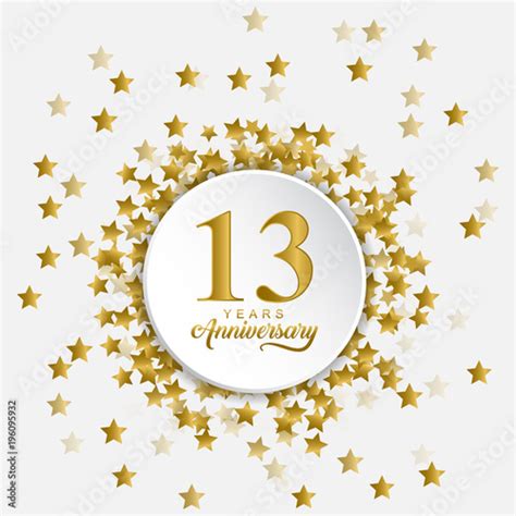 Happy 13 Years Anniversary With Fly Out Gold Stars Stock Vector Adobe