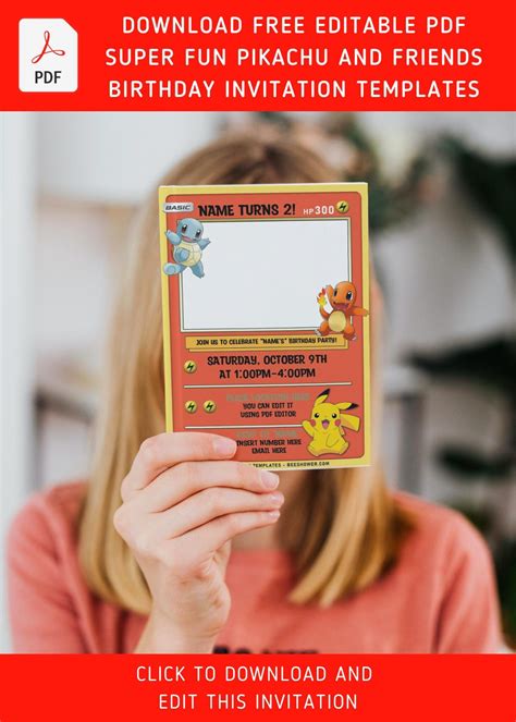 Free Editable Pdf Lovely Pokémon Card Themed Birthday Invitation Templates Beeshower