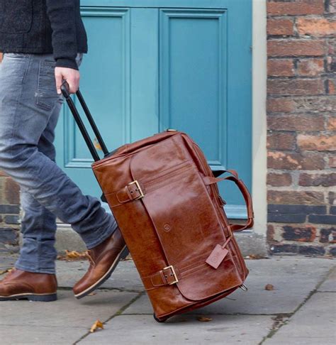 Personalised Mens Wheeled Leather Travel Bag Dino L By Maxwell Scott