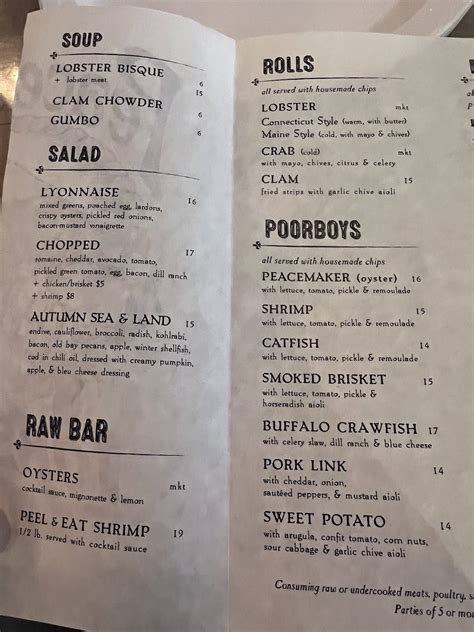 Menu at Peacemaker Lobster & Crab restaurant, St. Louis
