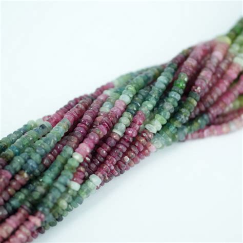 Semi Precious Beads Multi Tourmaline Rondelle Faceted Beads