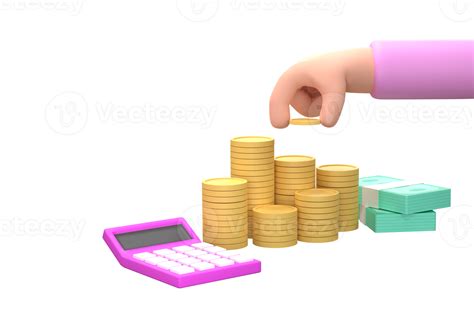 Cartoon Hand Put Coin To Money Staircase Making Money For Business