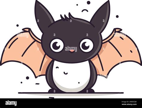 Cute Cartoon Vampire Bat Vector Illustration Isolated On White