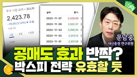 목돈연구소 공매도 금지 첫날 폭등 오늘은 하락공매도 변수 증시에 어떤 영향 줄까 I 증시연구소 231107일