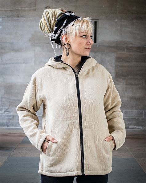 Veste Népal doublée polaire à capuche unisexe blanc naturel Etsy France