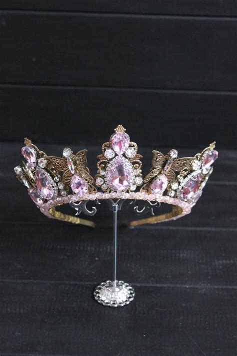 Blush Pink Tiara Crystal Bridal Tiara Blush Bridal Jewelry Etsy