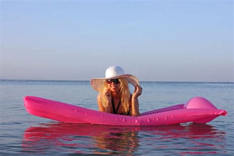 Beautiful Blonde White Bikini Looking Sea Stock Photos Free