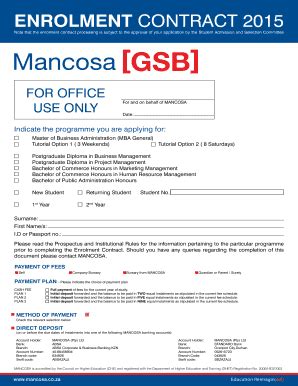 Fillable Online mancosa co Student - MANCOSA Fax Email Print - pdfFiller